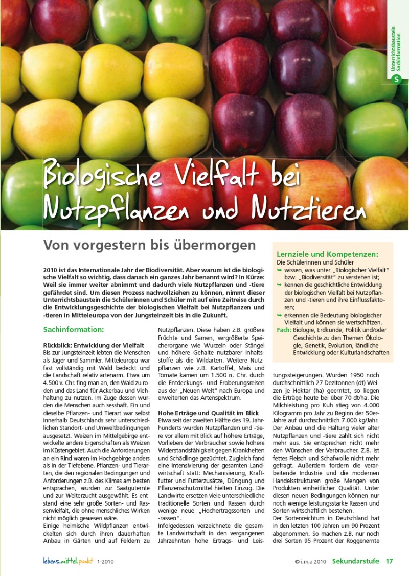 Biologische Vielfalt bei Nutzpflanzen und Nutztieren